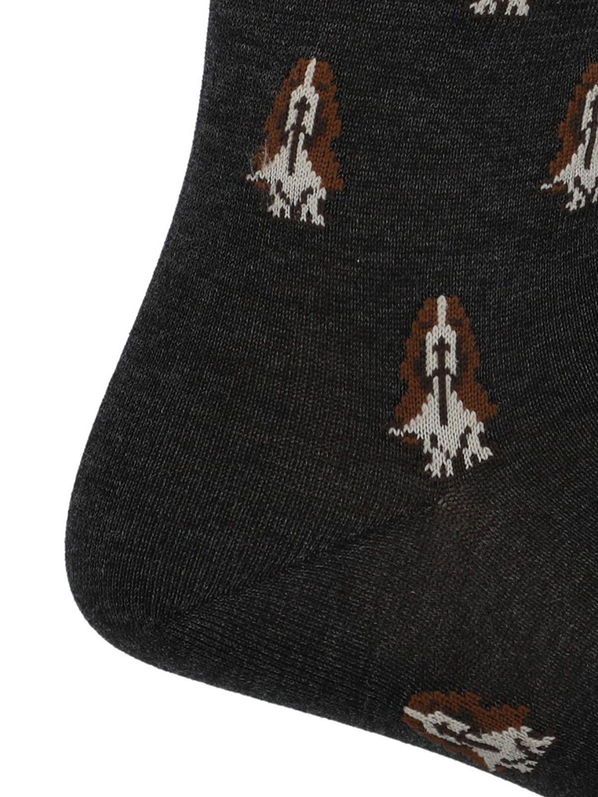 Calcetín Algodón Hombre D Basset Logo Gris-1
