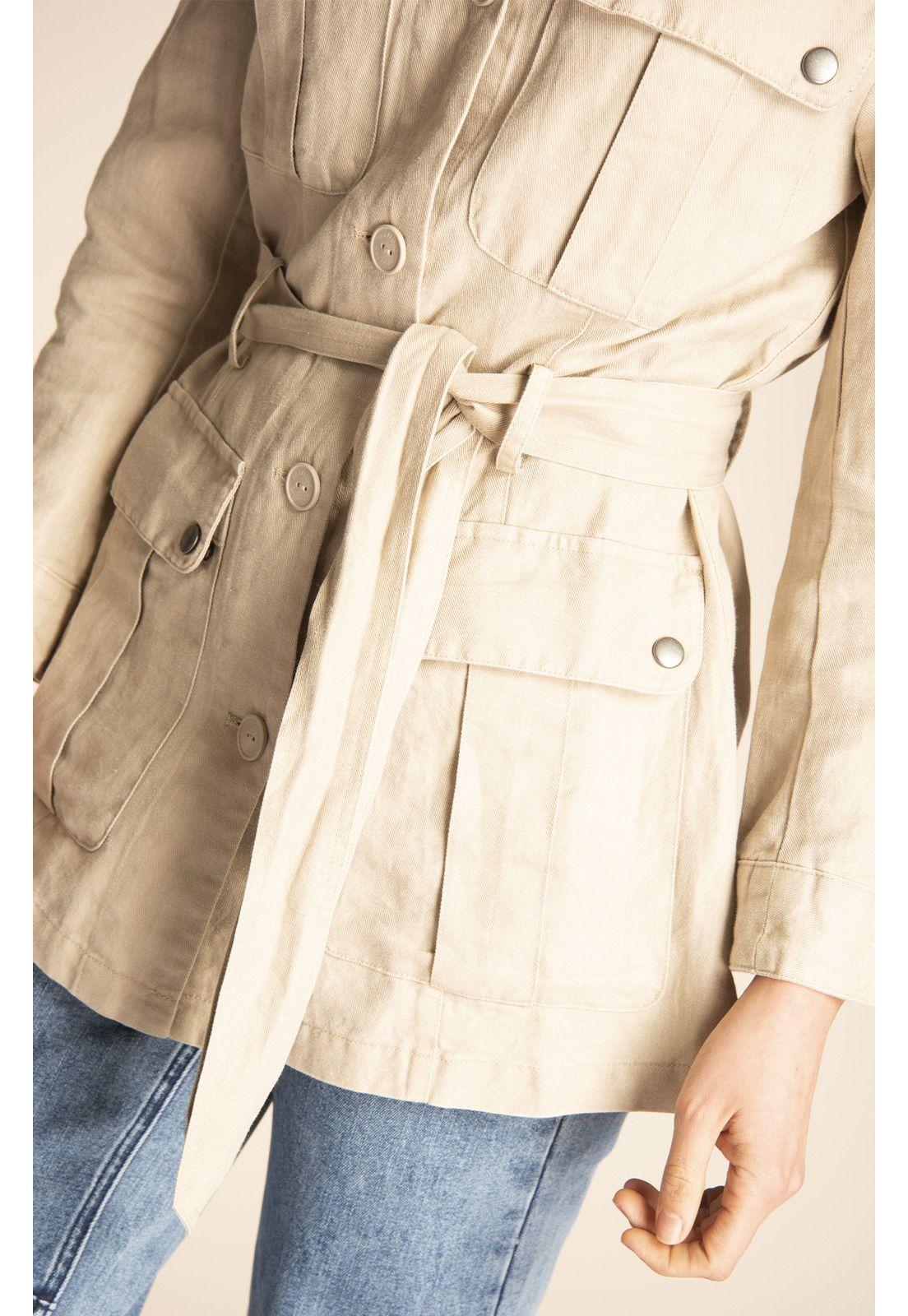 Chaqueta Lino Orgánico Mujer Kenya Arena-5