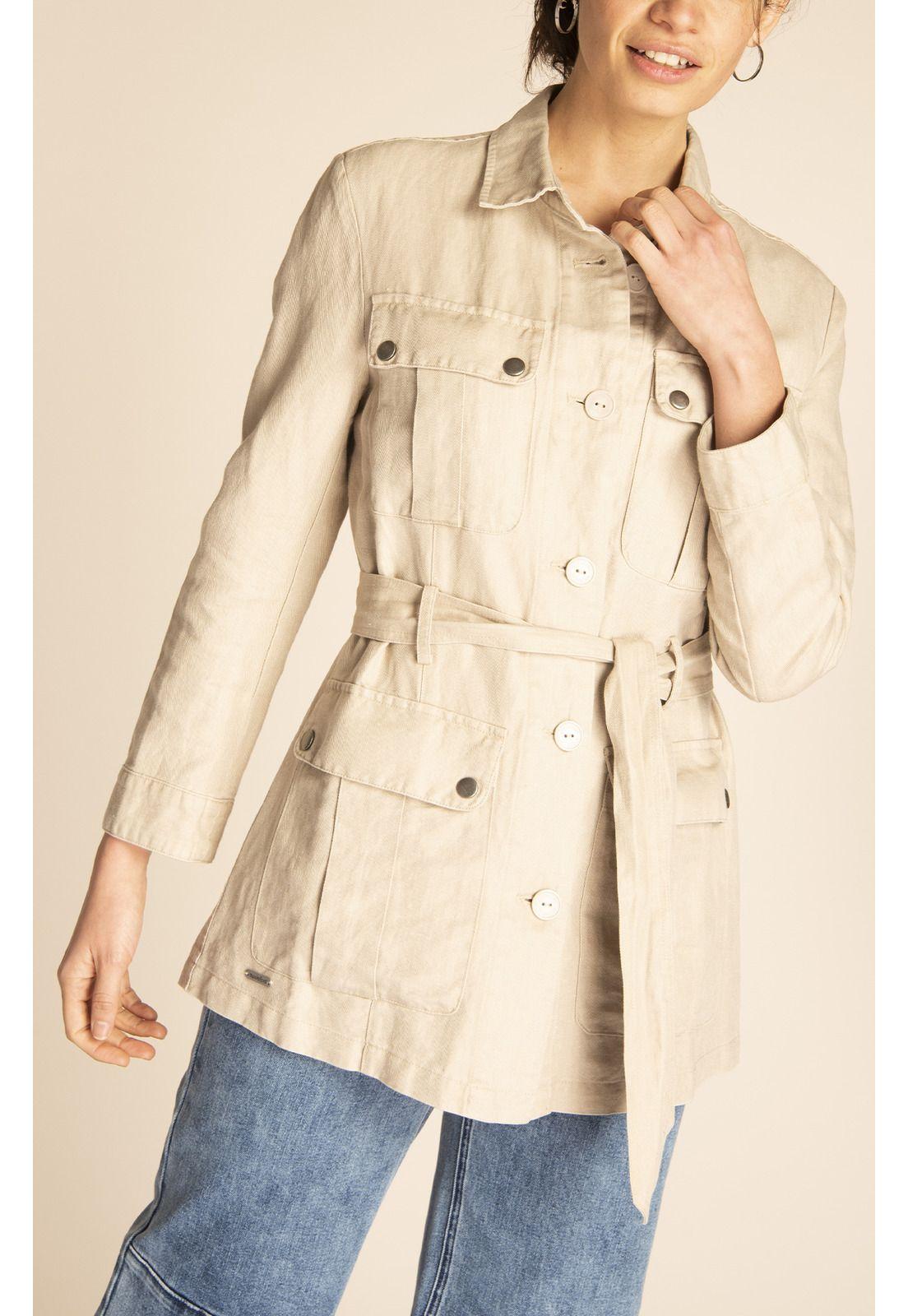 Chaqueta Lino Orgánico Mujer Kenya Arena-6