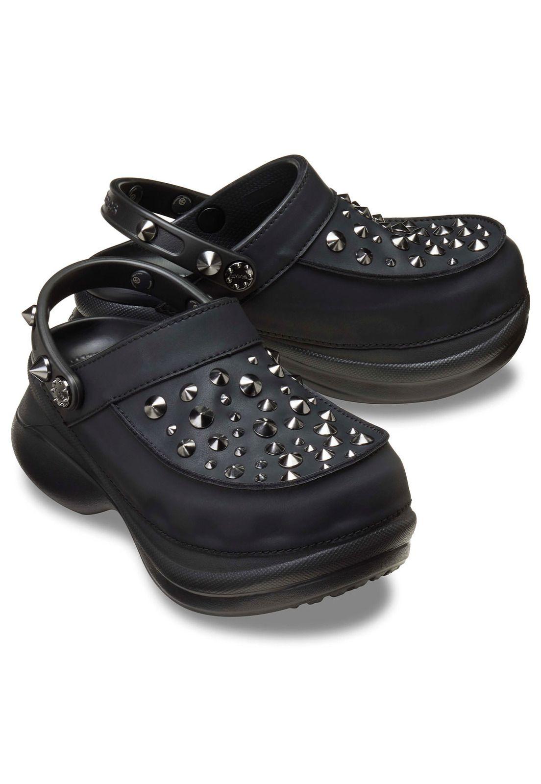Zueco Crocs Mujer Plataforma Bae Studded Clog Negro-3