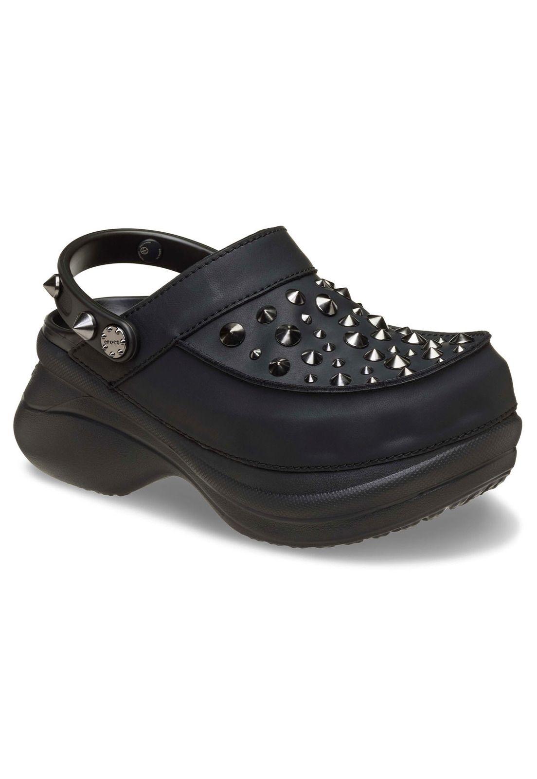 Zueco Crocs Mujer Plataforma Bae Studded Clog Negro-6