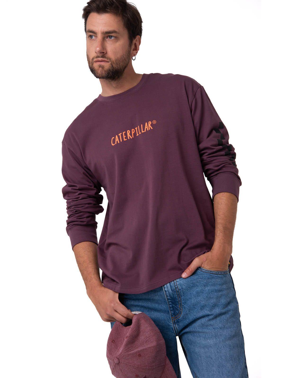 Polera Manga Larga Hombre Diseño SCI FI Burdeo-1