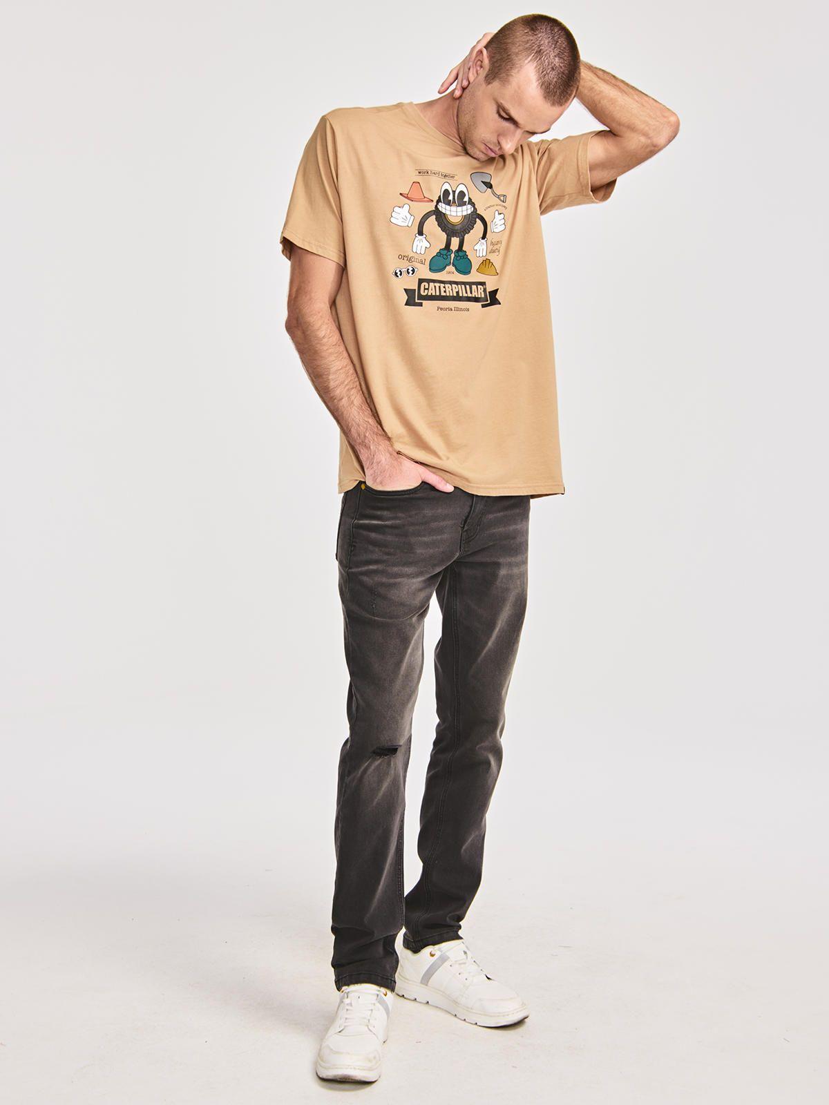 Polera Manga Corta Hombre Kidult Graph2 Beige/Crudo-5