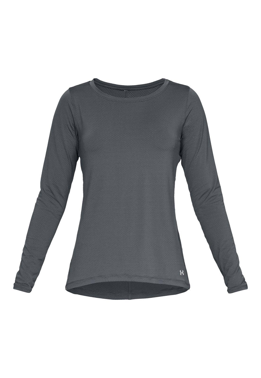 Polera M/L Mujer UA Hg Armour Long Sl Gris-0