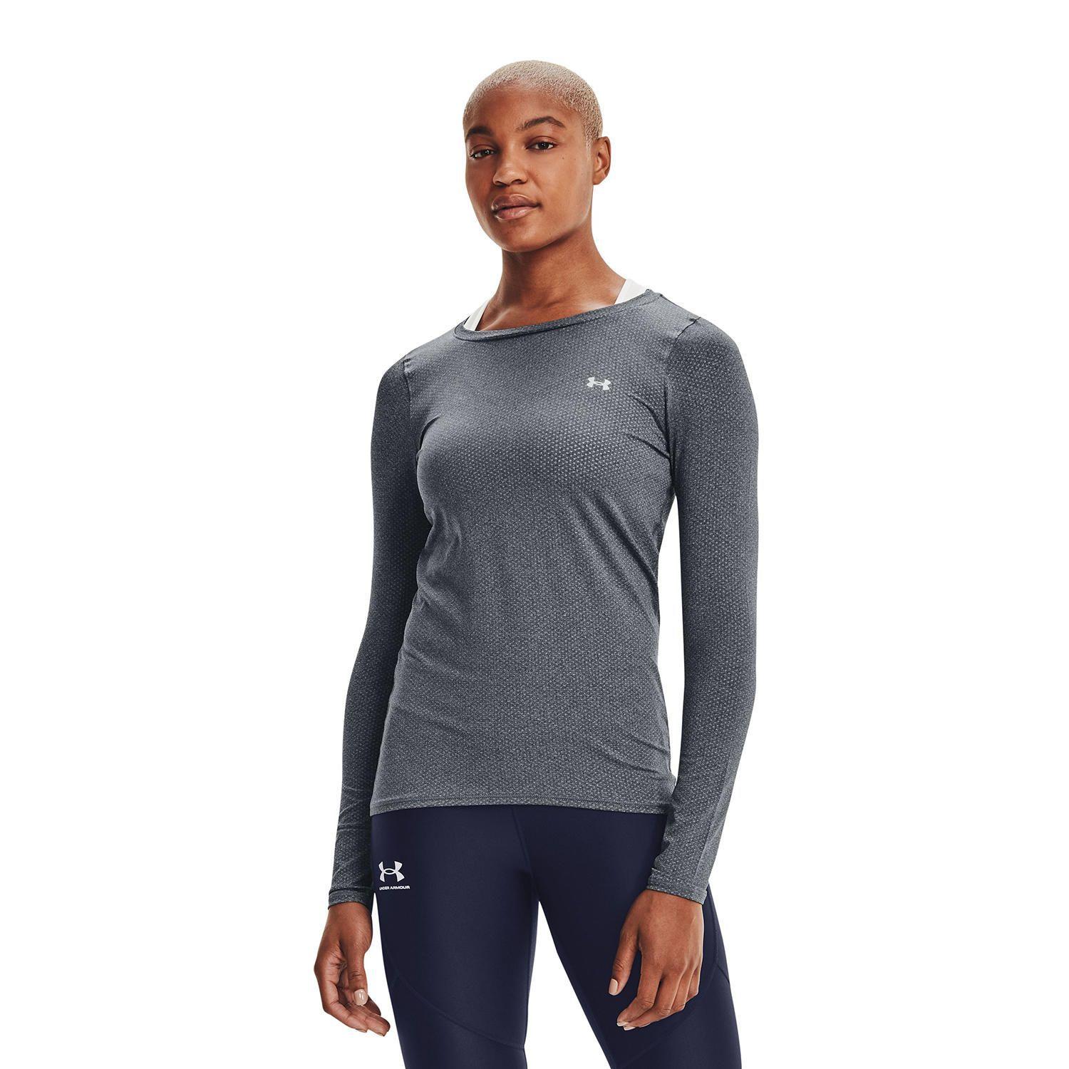 Polera M/L Mujer UA Hg Armour Long Sl Gris-2