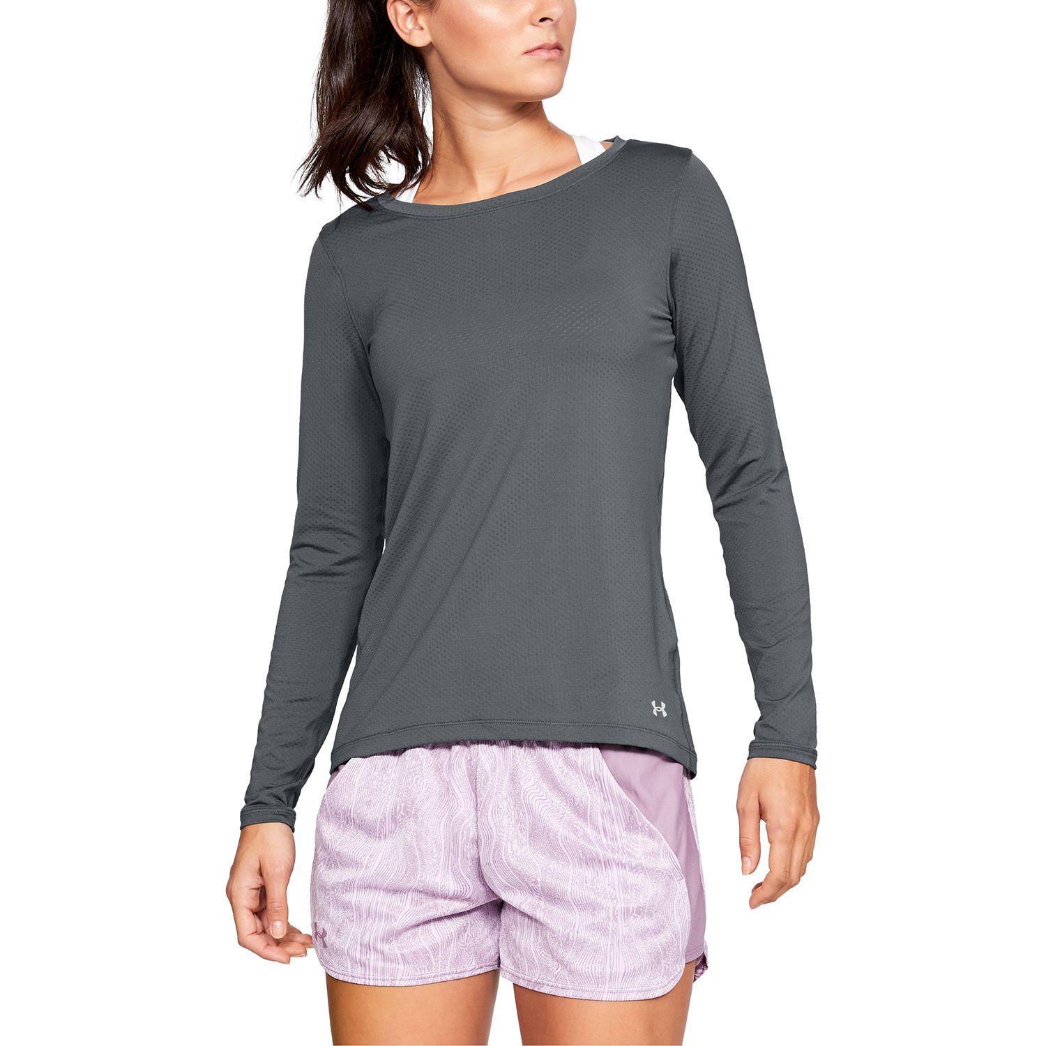 Polera M/L Mujer UA Hg Armour Long Sl Gris-4