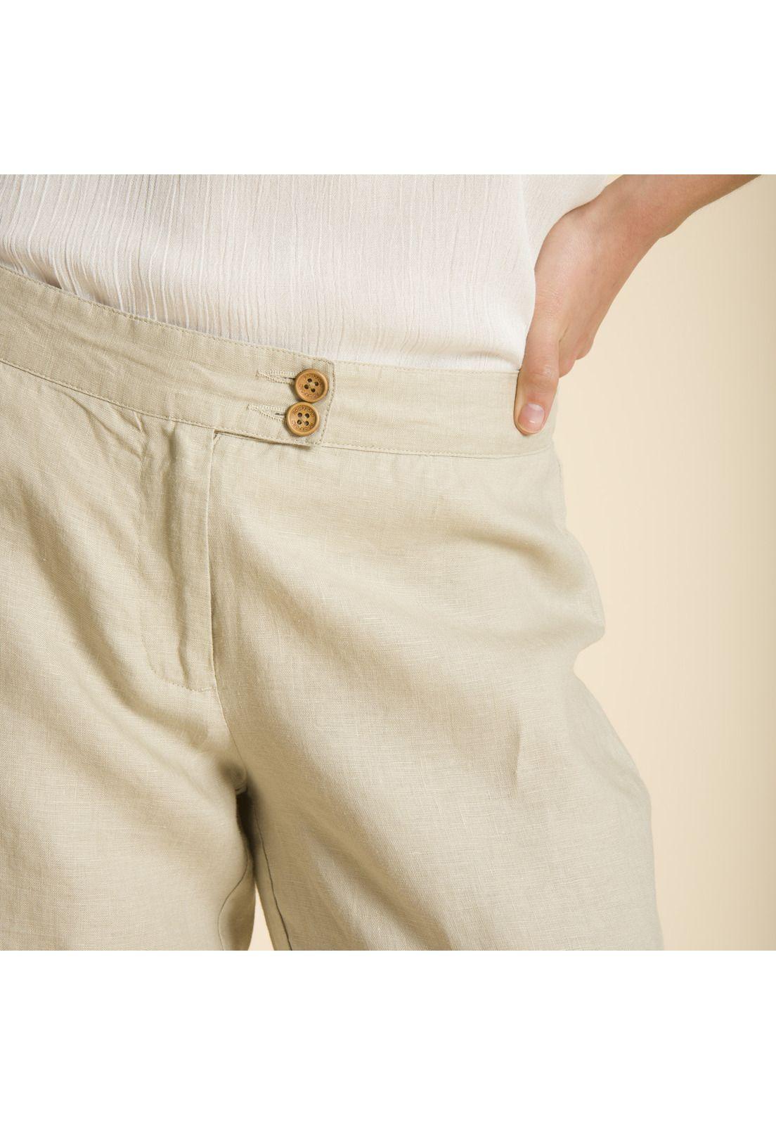 Pantalon Recto De Lino Bordado Arena Rockford-3