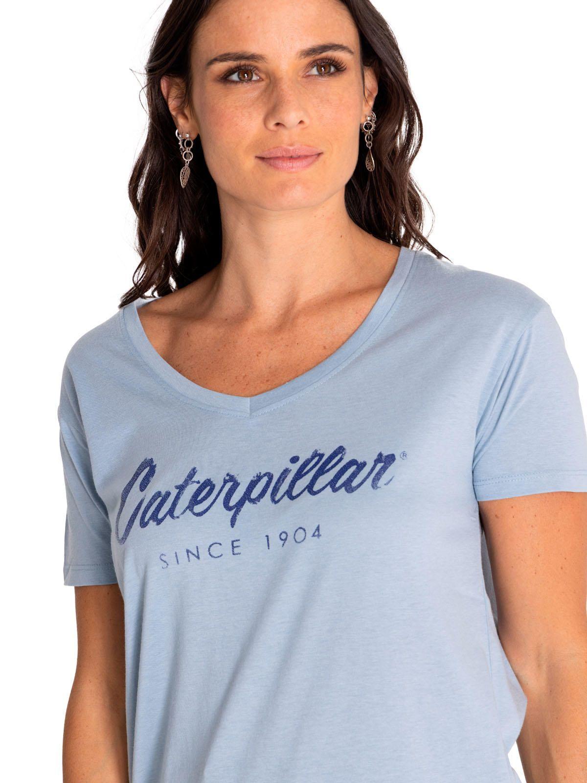 Polera Manga Corta Mujer Script V-Neck Tee Azul-4