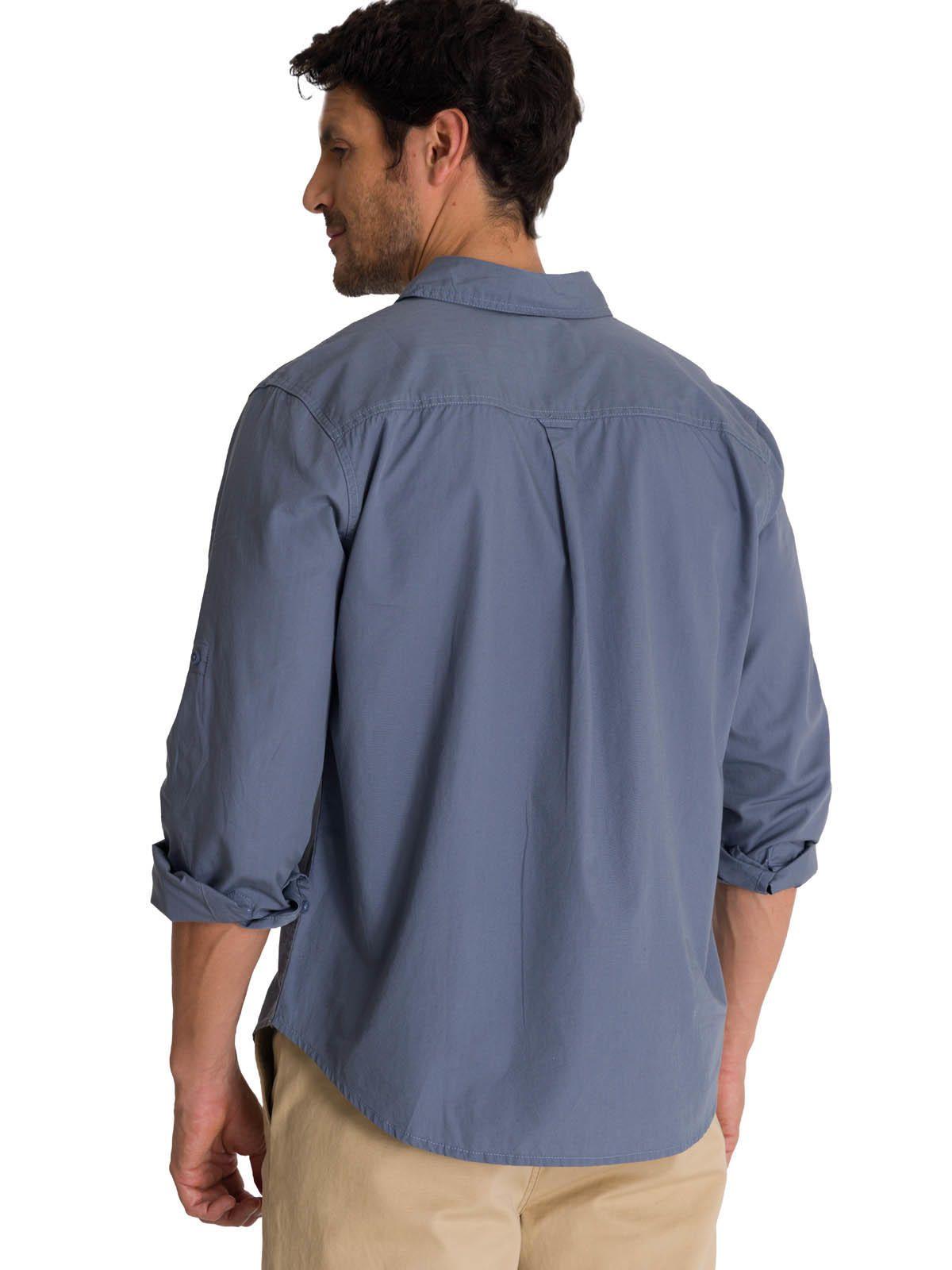 Camisa M/L Hombre Convertible Azul-3