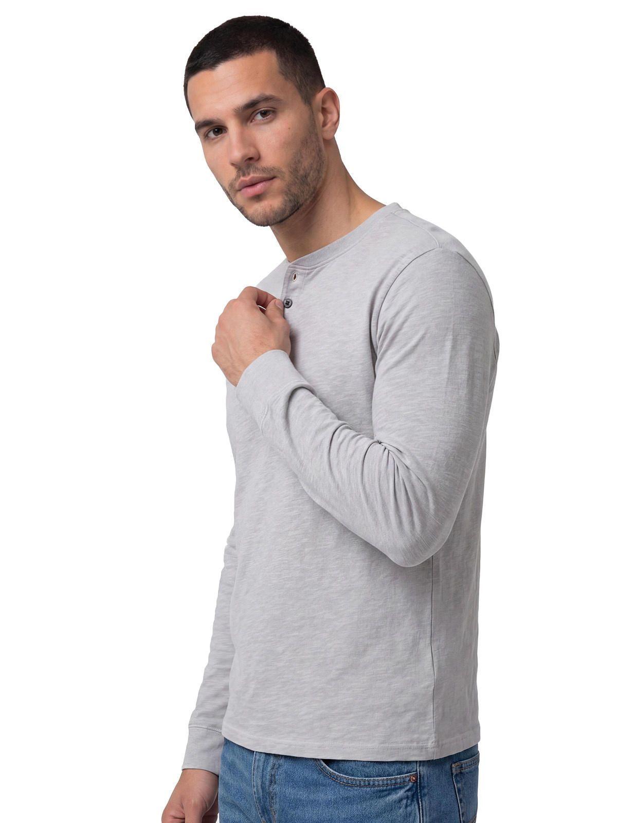 Polera Manga Larga Henley Hombre Slub Knit Gris-0