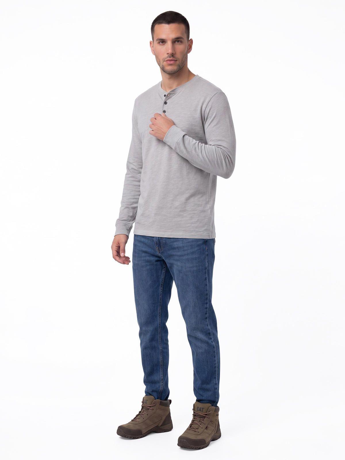 Polera Manga Larga Henley Hombre Slub Knit Gris-3