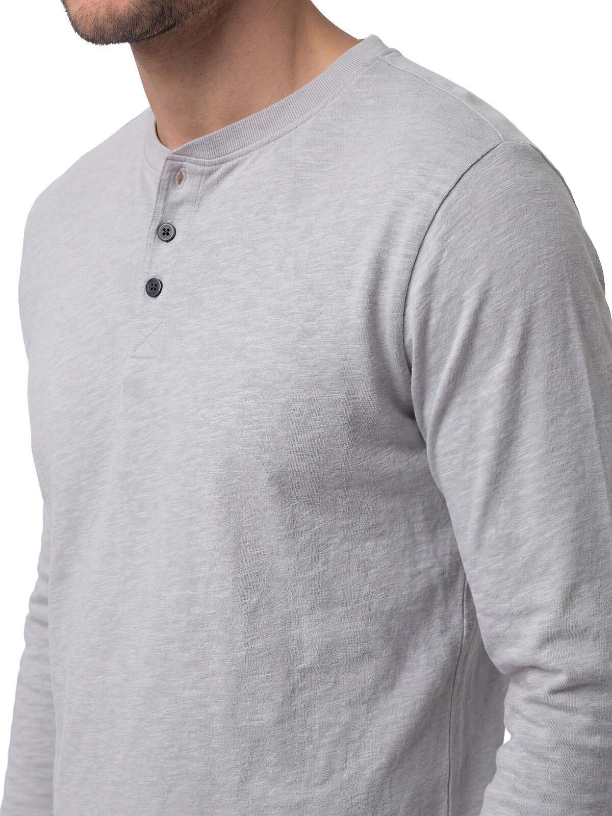 Polera Manga Larga Henley Hombre Slub Knit Gris-4