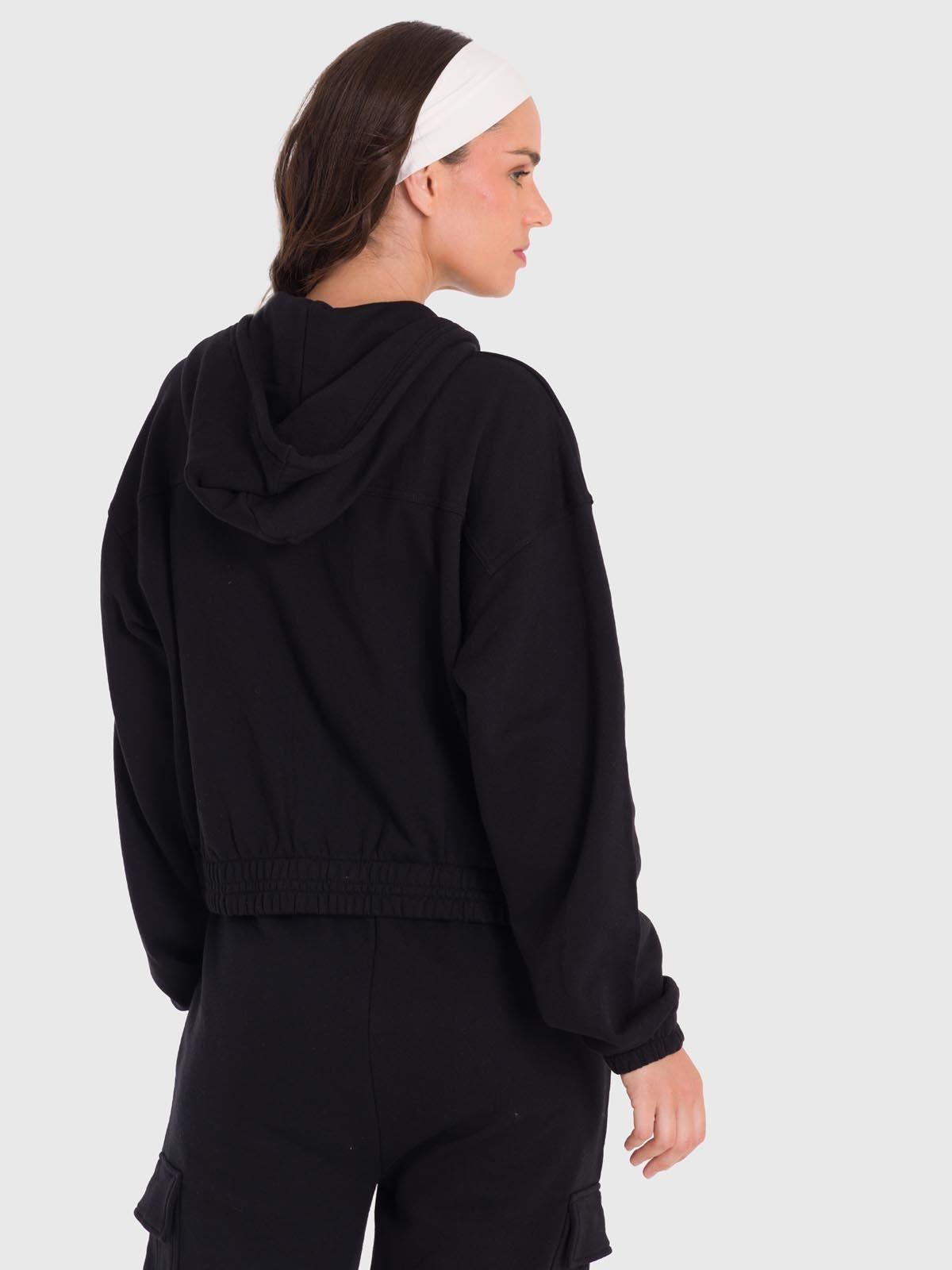 Polerón Mujer Hoodie Zip Cargo Negro-4