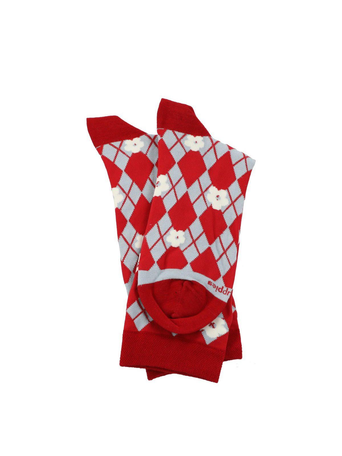 Calcetín Algodón Mujer C Cuff Rombo Celeste-2