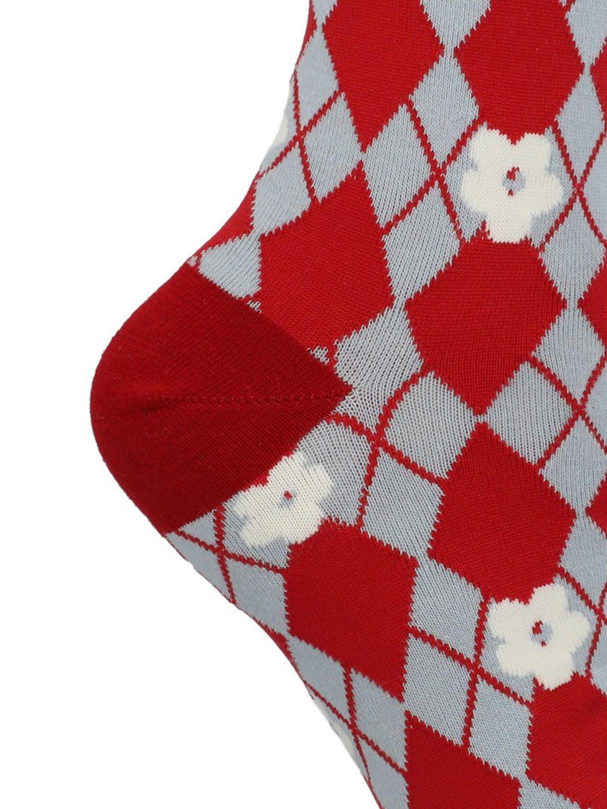 Calcetín Algodón Mujer C Cuff Rombo Celeste-1