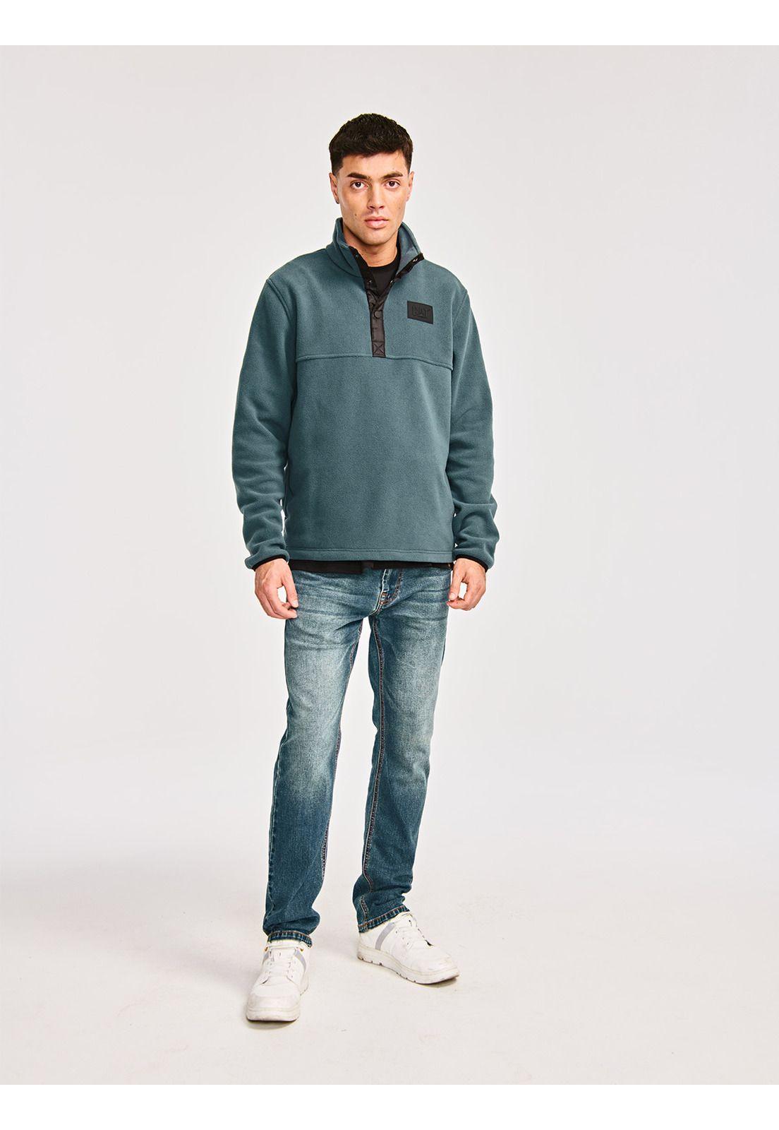 Polar Hombre Polar Fleece Half Snap Jacket Azul-5
