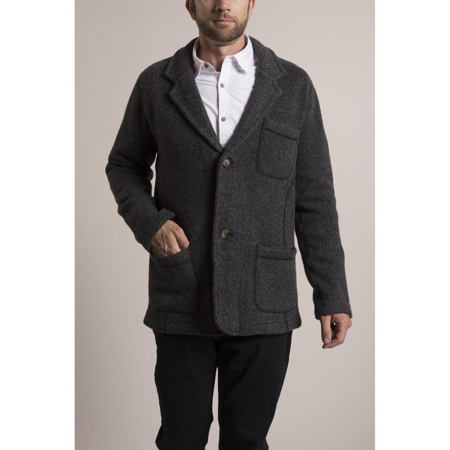 Chaqueta Hombre Lana Knitted Gris-0