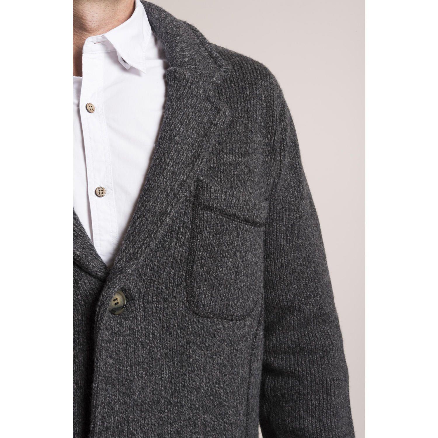 Chaqueta Hombre Lana Knitted Gris-3