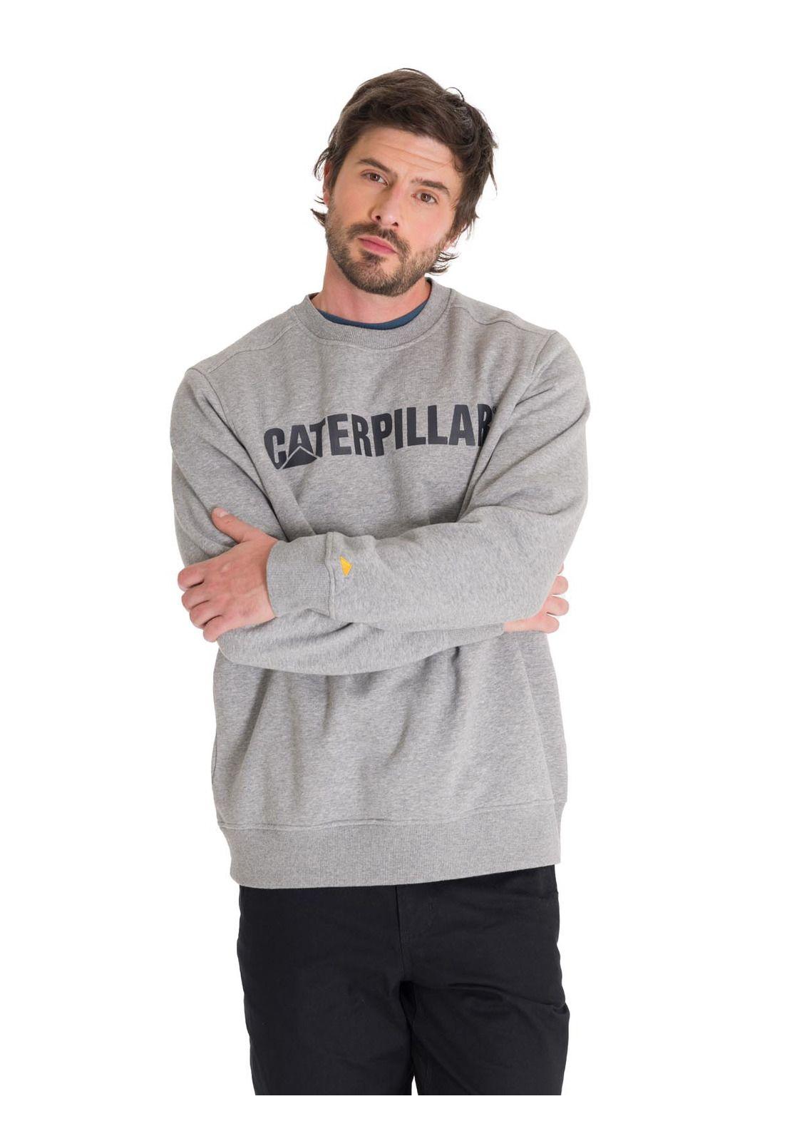 Polerón Cat Logo Crewneck Unisex Gris Cat-1