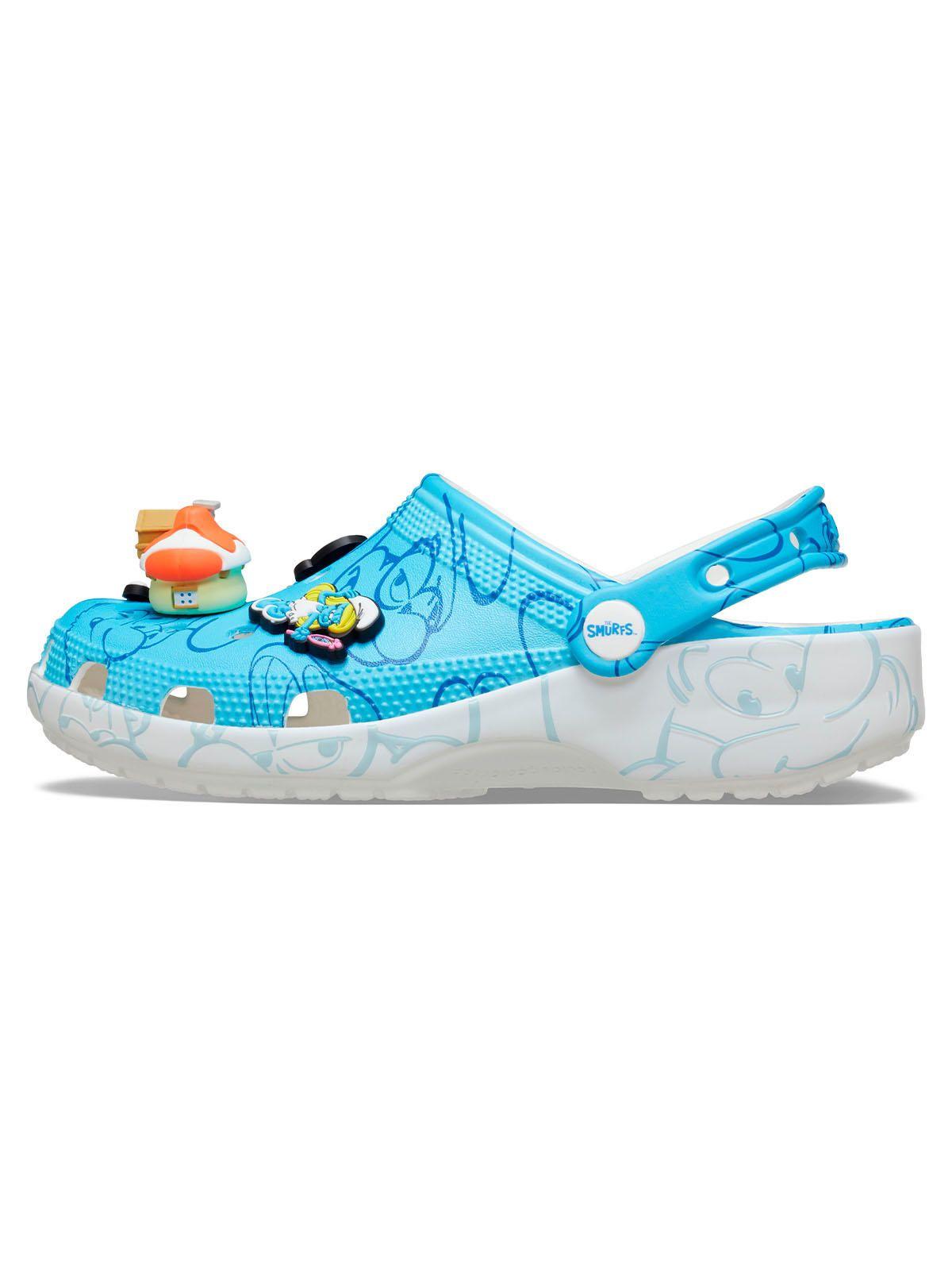 Zueco Crocs Mujer Smurfs Classic Clog Celeste-1