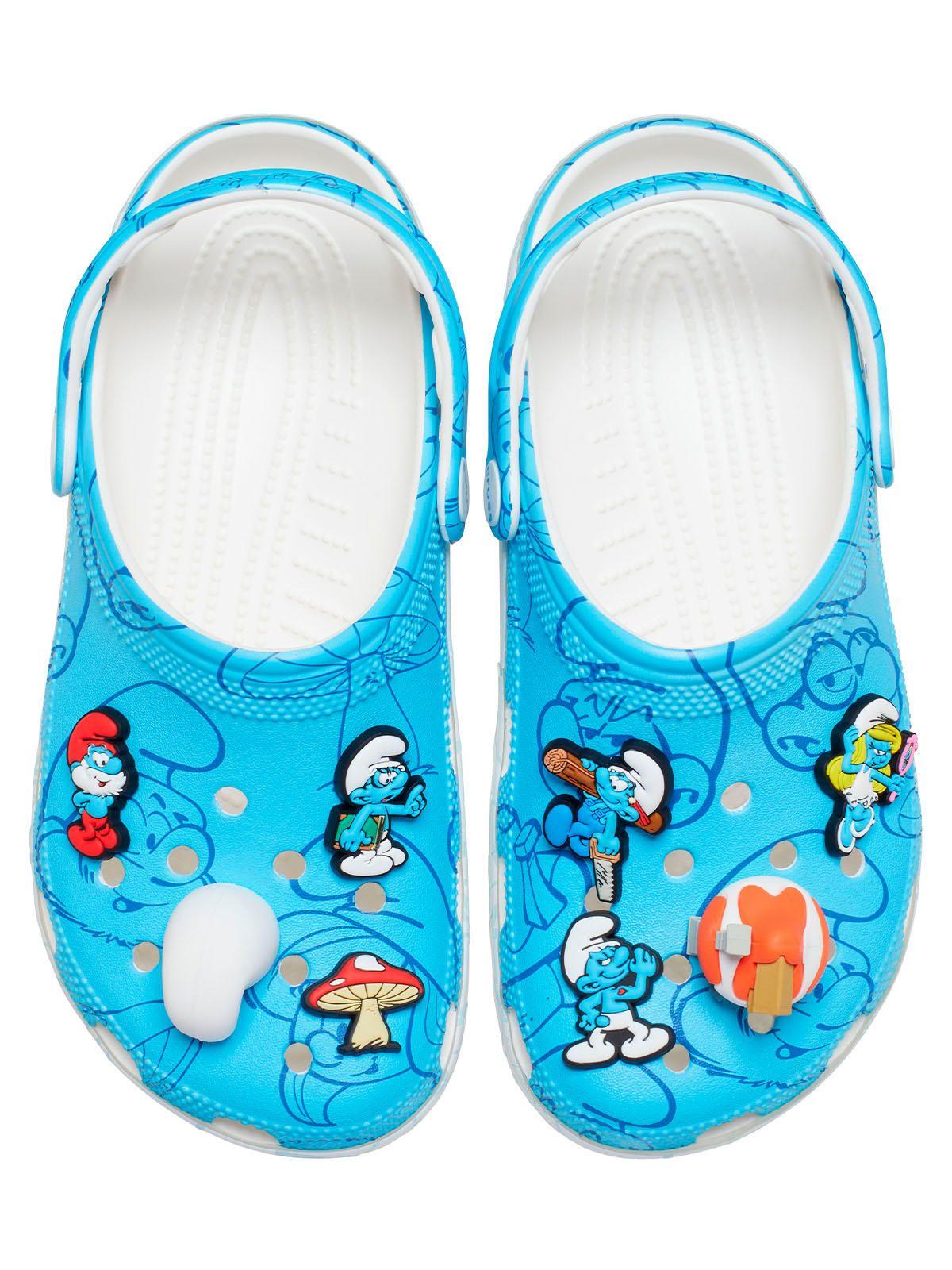 Zueco Crocs Mujer Smurfs Classic Clog Celeste-4