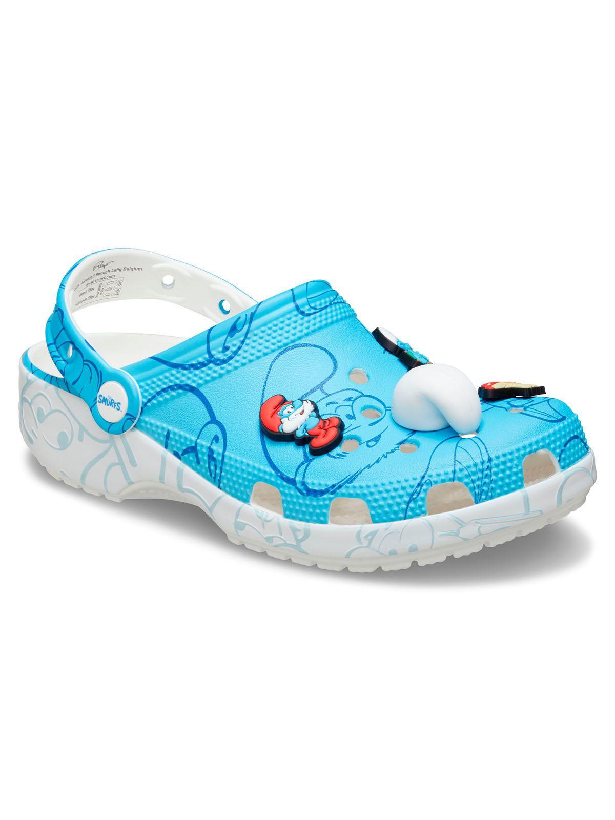 Zueco Crocs Mujer Smurfs Classic Clog Celeste-6