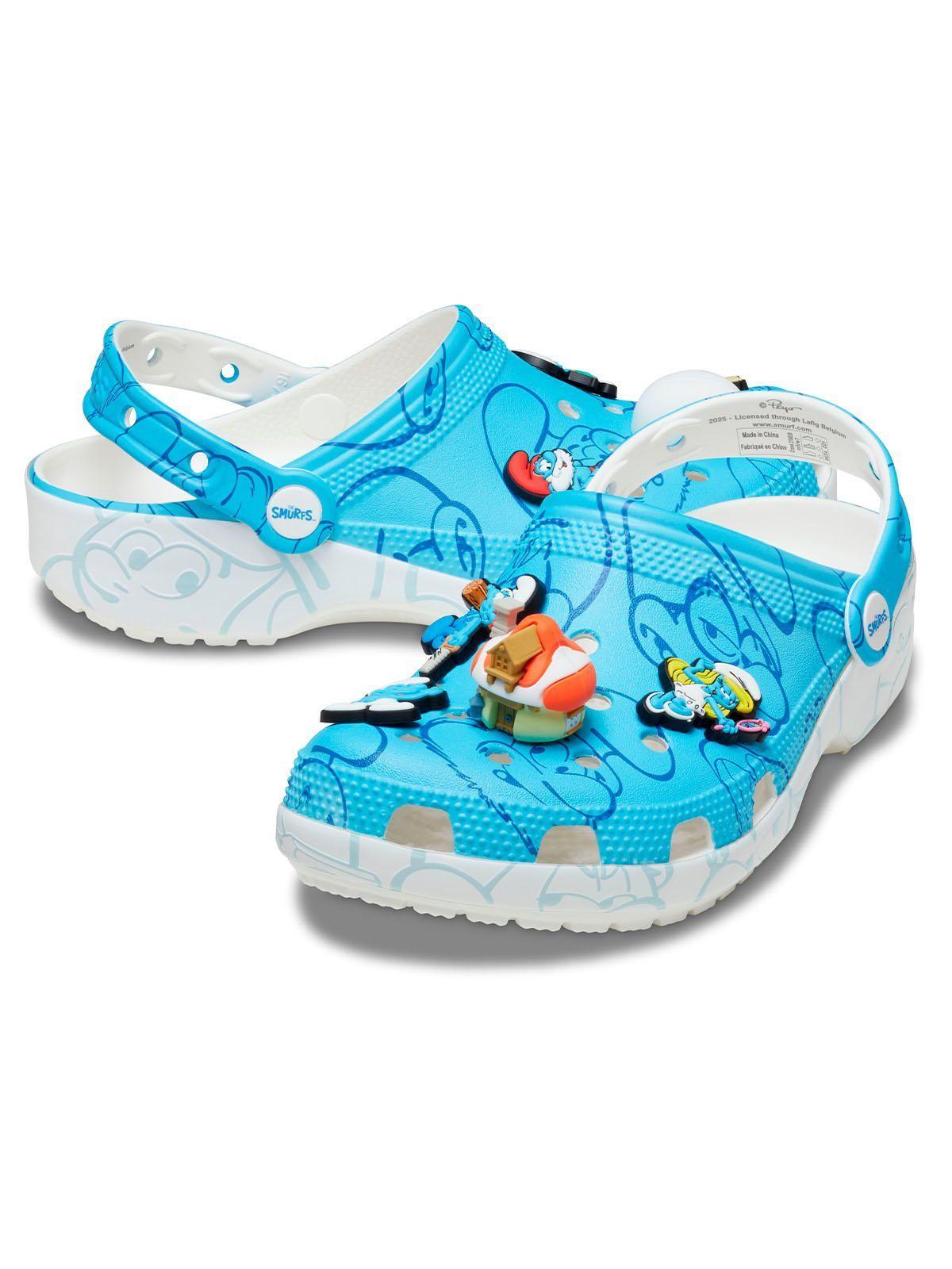 Zueco Crocs Mujer Smurfs Classic Clog Celeste-3