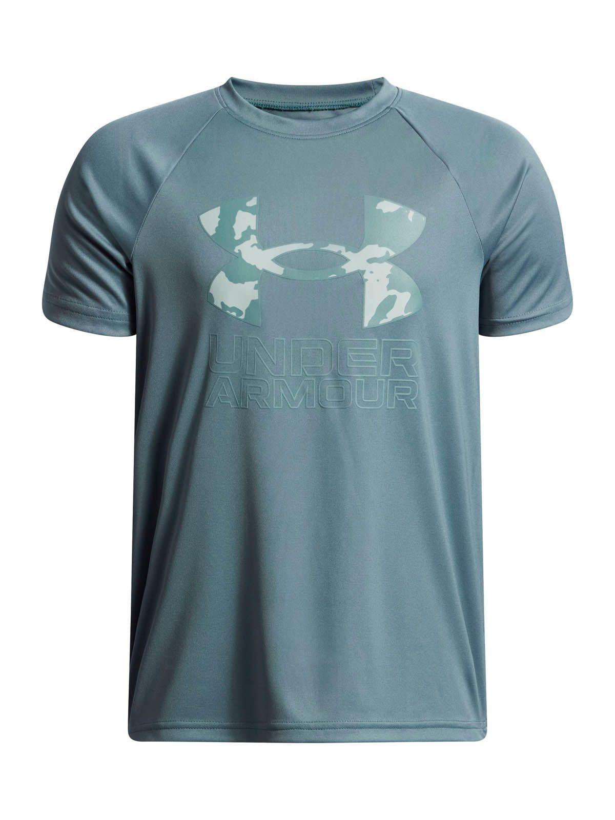 Polera Manga Corta Training para Niño Tech Hybrid print Azul -0