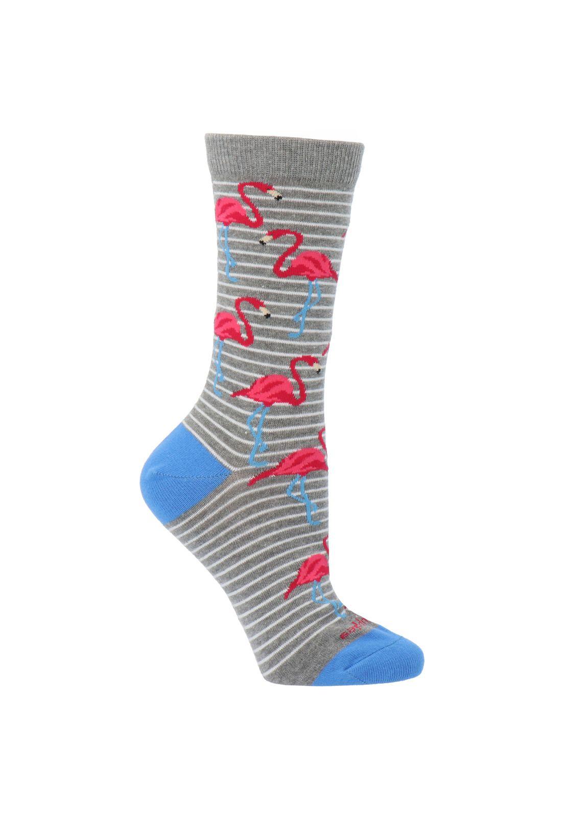 Calcetín Algodón Flamingo Gris Mujer-0
