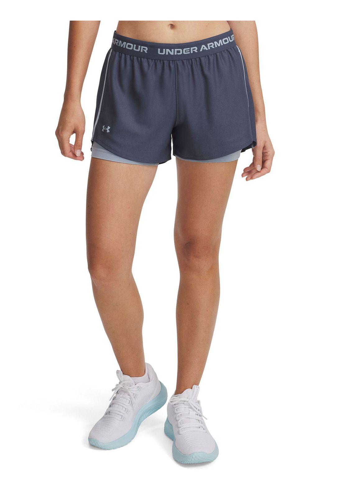 Short Ua Tech Play Up 2-In-1 Gris Para Mujer-0