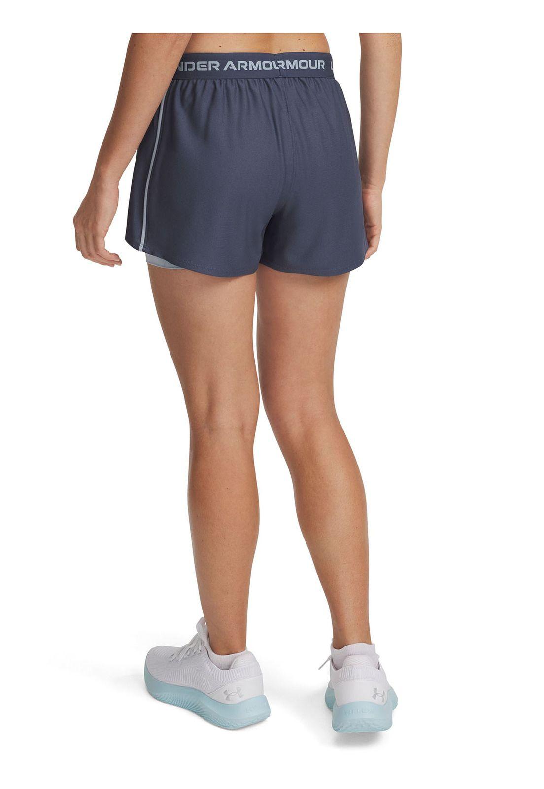 Short Ua Tech Play Up 2-In-1 Gris Para Mujer-1