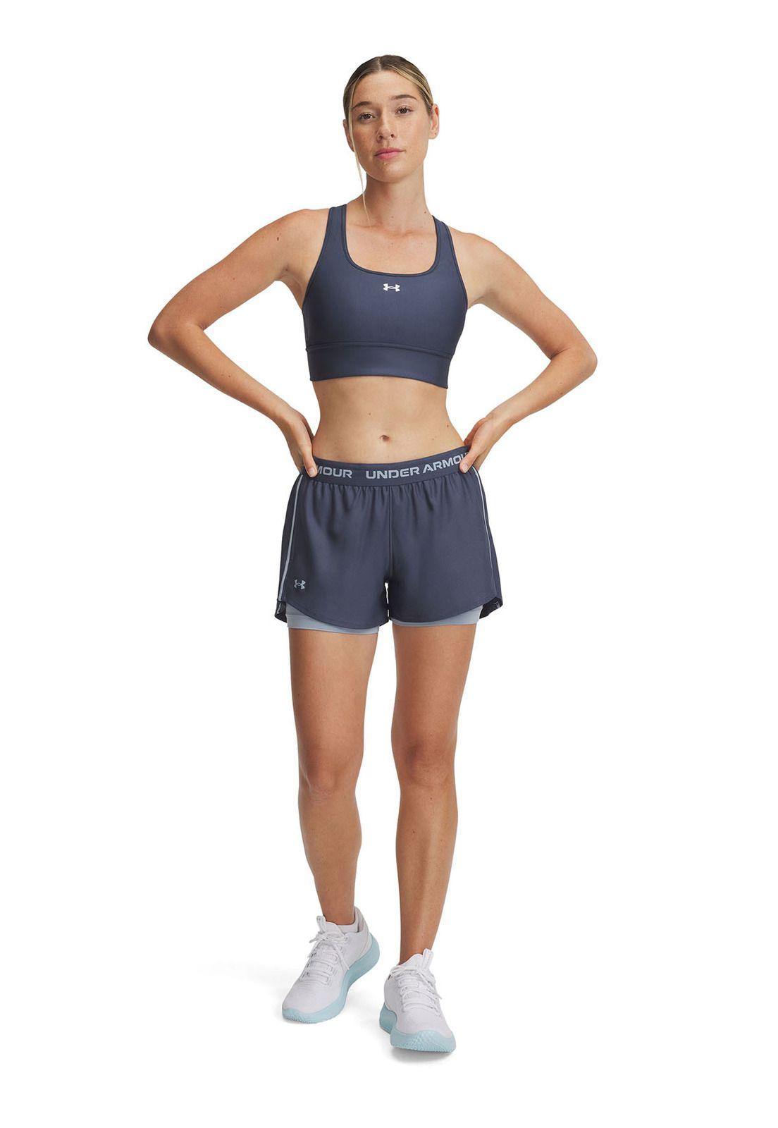 Short Ua Tech Play Up 2-In-1 Gris Para Mujer-3