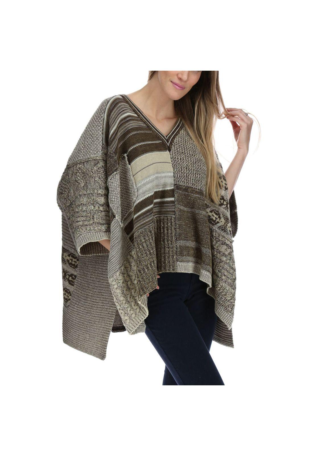 Poncho Mujer Pach Beige-3
