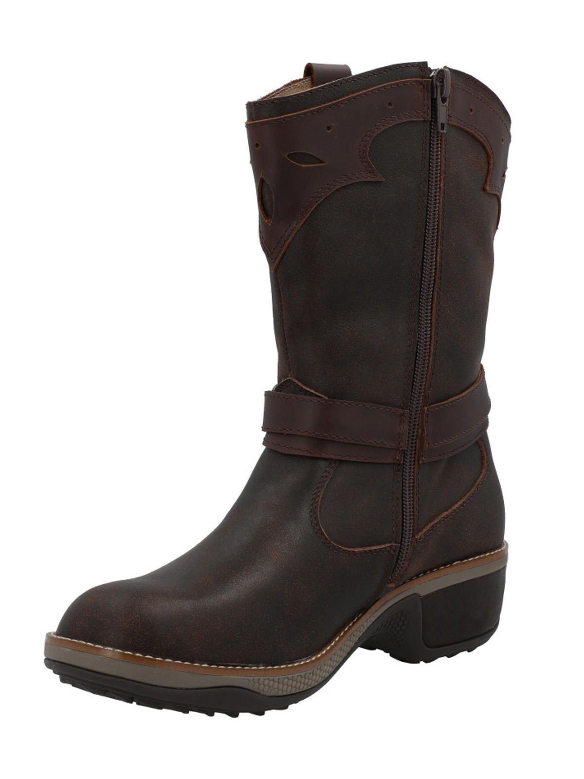 Bota Cuero Nia Café Oscuro Mujer-4