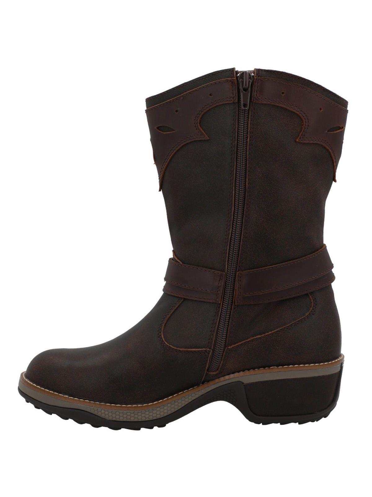 Bota Cuero Nia Café Oscuro Mujer-5