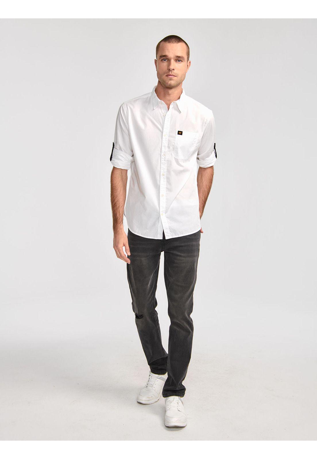 Camisa Manga Larga Casual Fundation Hombre Blanco-6
