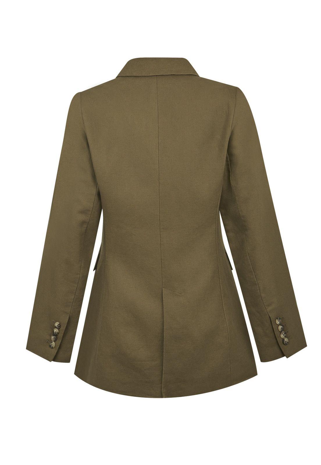 Chaqueta Lino Orgánico Verde Rua Mujer -1