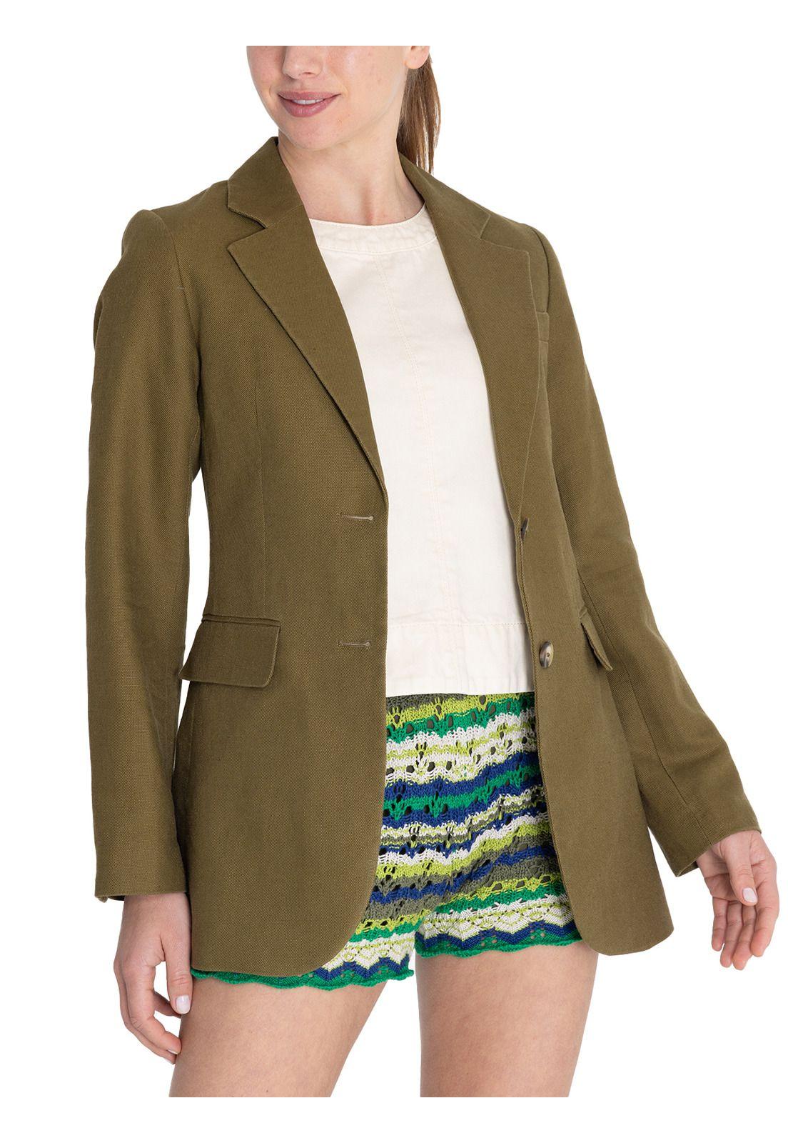 Chaqueta Lino Orgánico Verde Rua Mujer -4