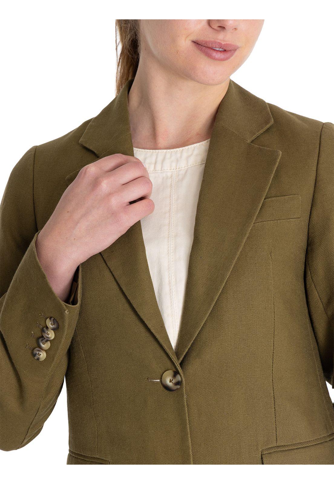 Chaqueta Lino Orgánico Verde Rua Mujer -7