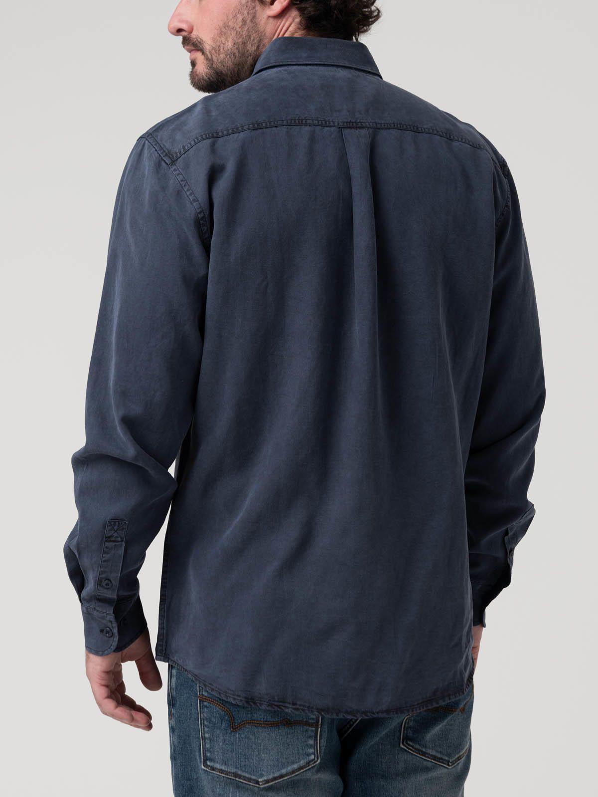 Camisa Tencel Hombre Tencel Azul-5