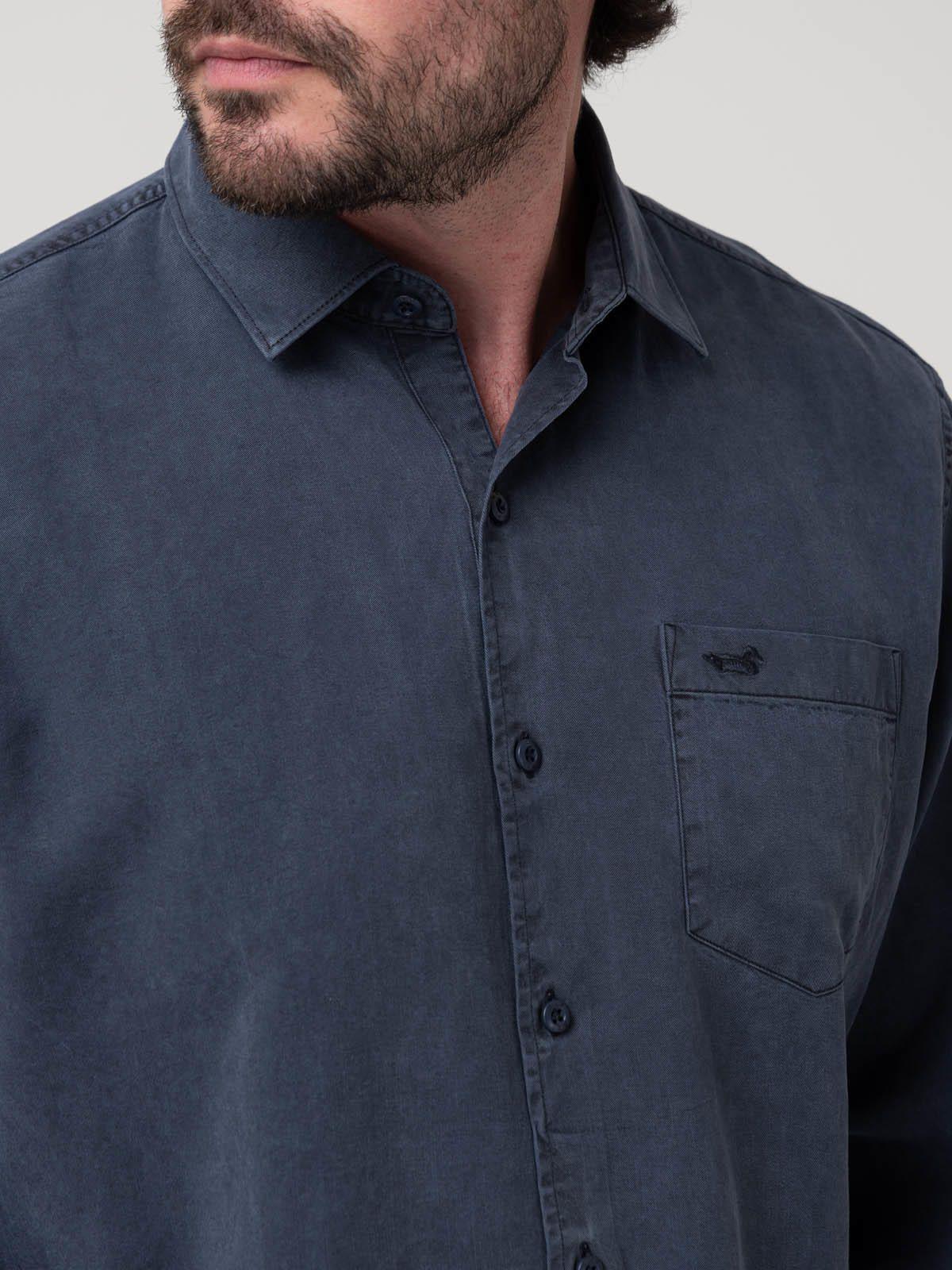 Camisa Tencel Hombre Tencel Azul-6