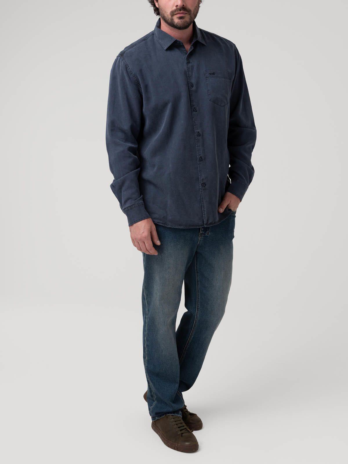 Camisa Tencel Hombre Tencel Azul-8