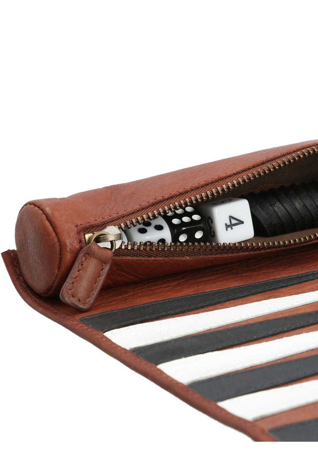 Juego Backgammon Cuero Café-3