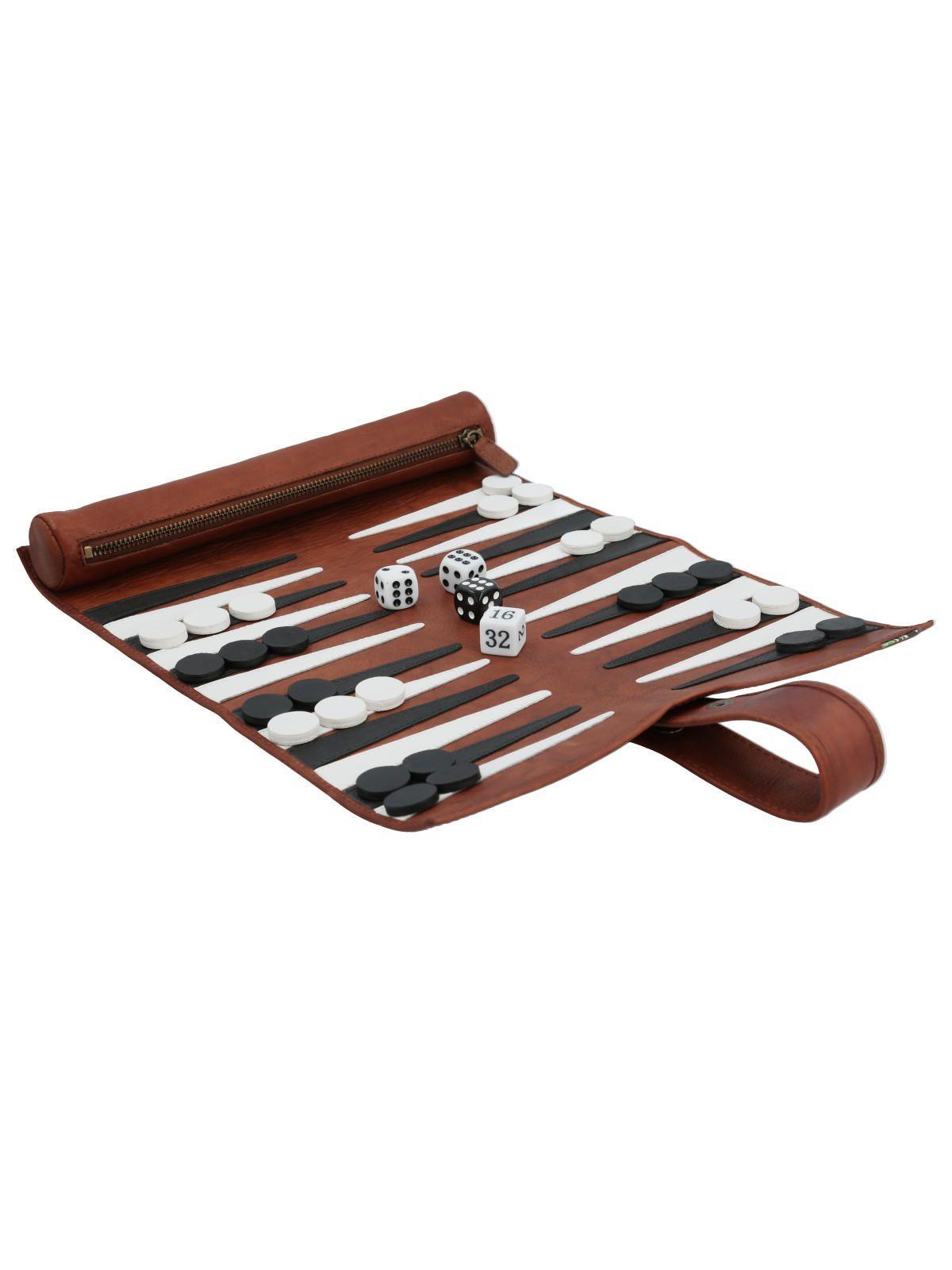 Juego Backgammon Cuero Café-0