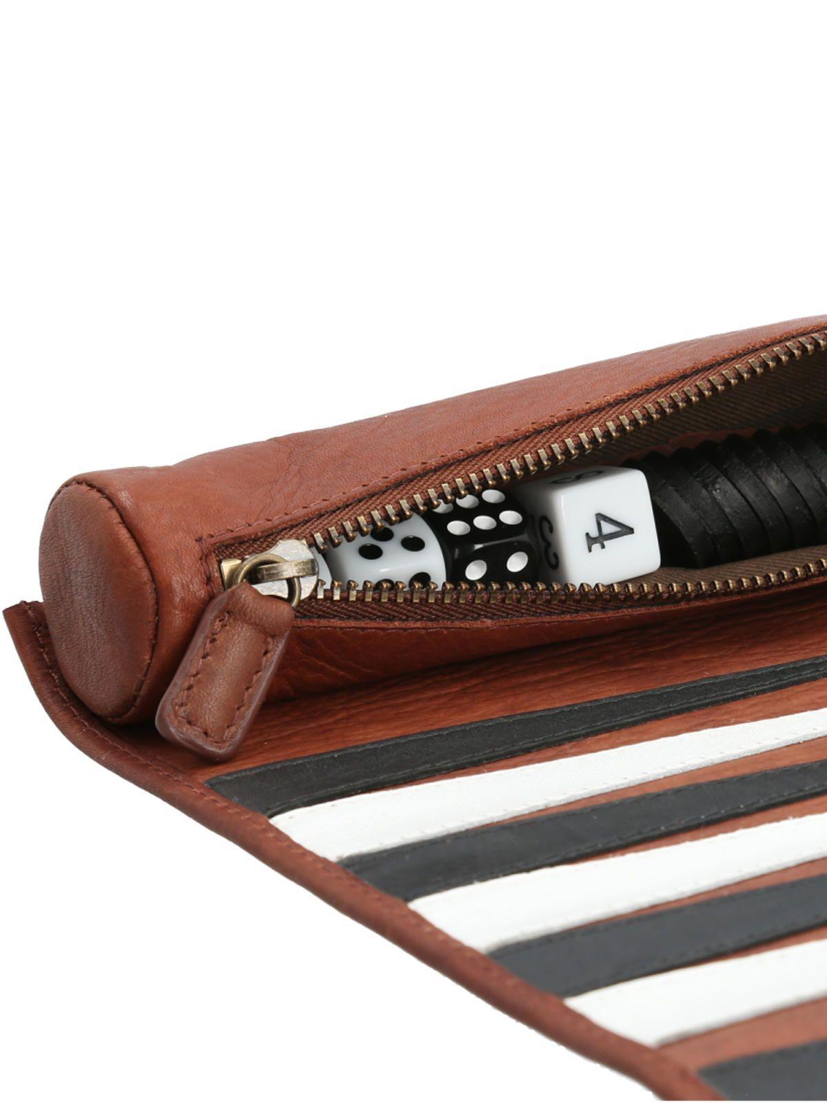 Juego Backgammon Cuero Café-3
