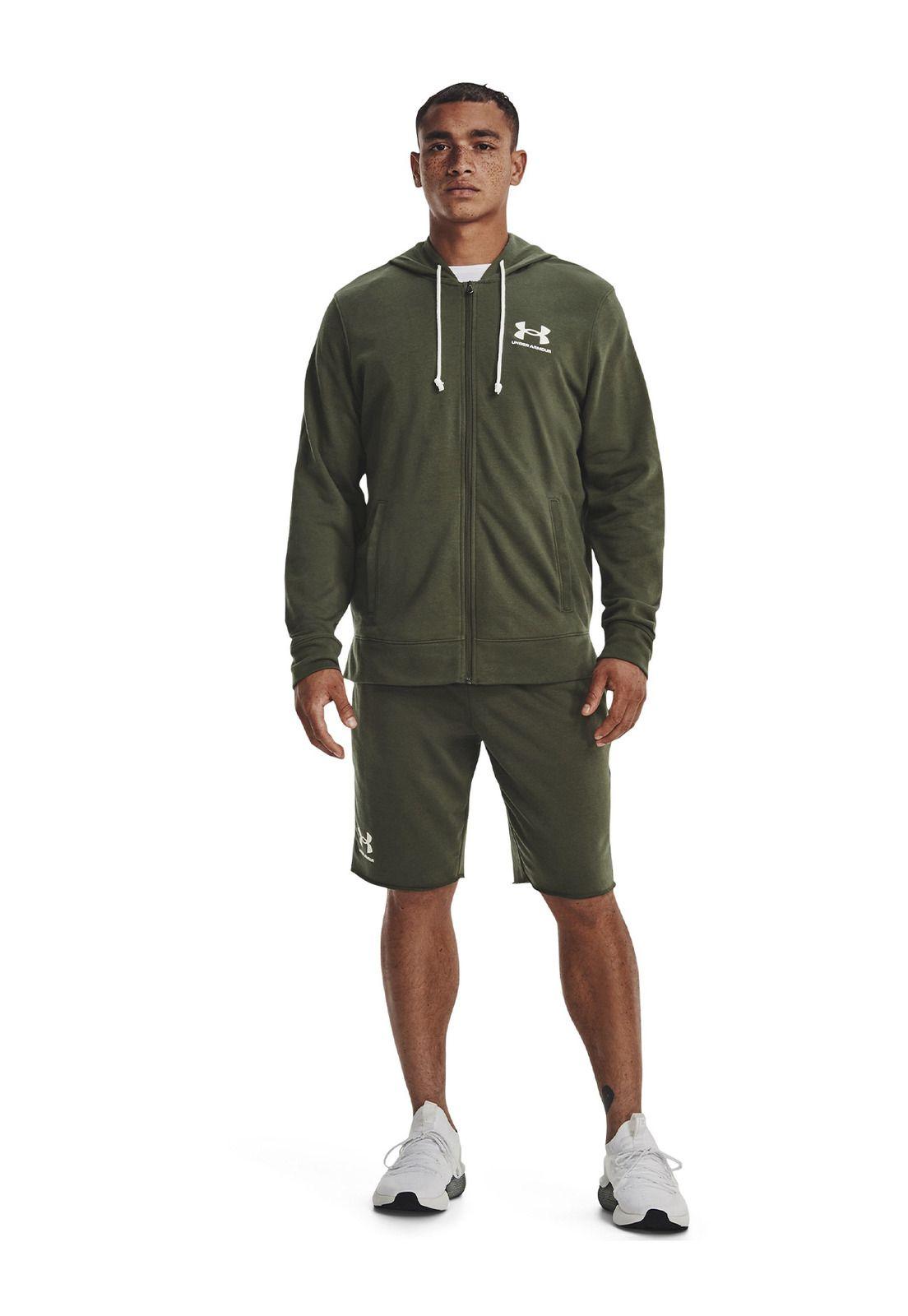 Polerón UA Rival Terry Verde para hombre-5