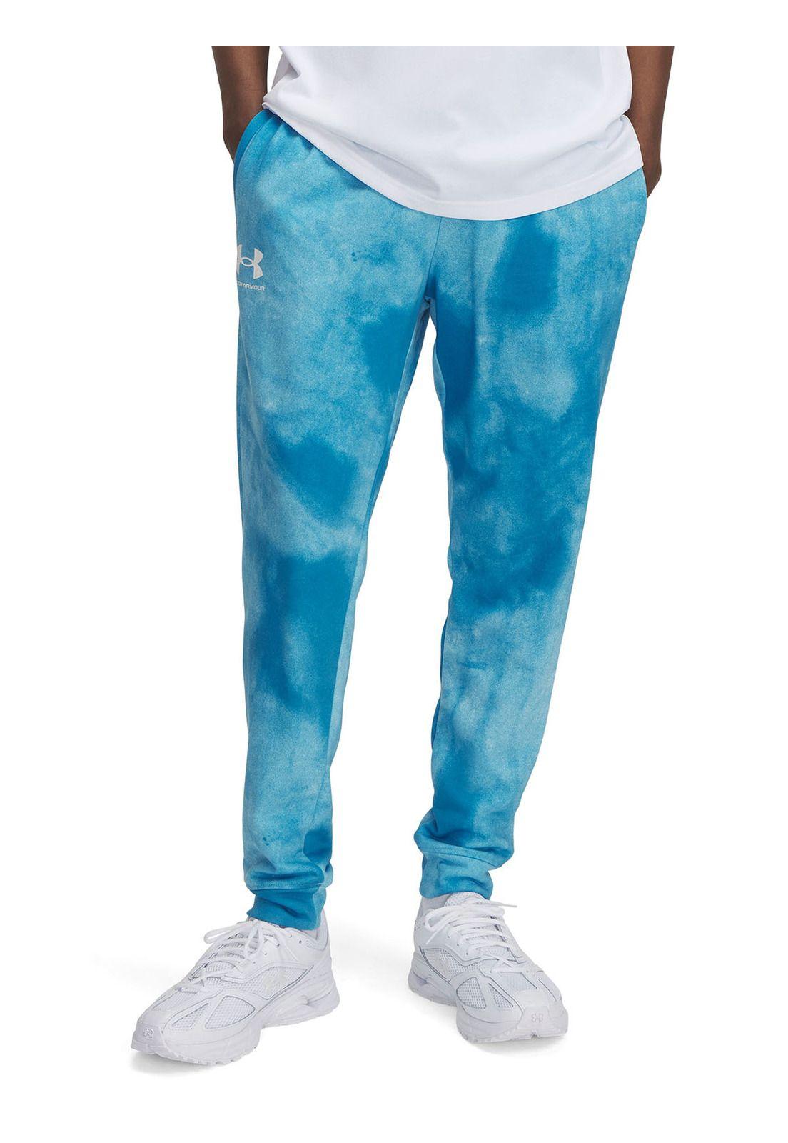 Jogger Ua Rival Terry Printed Azul Para Hombre-0
