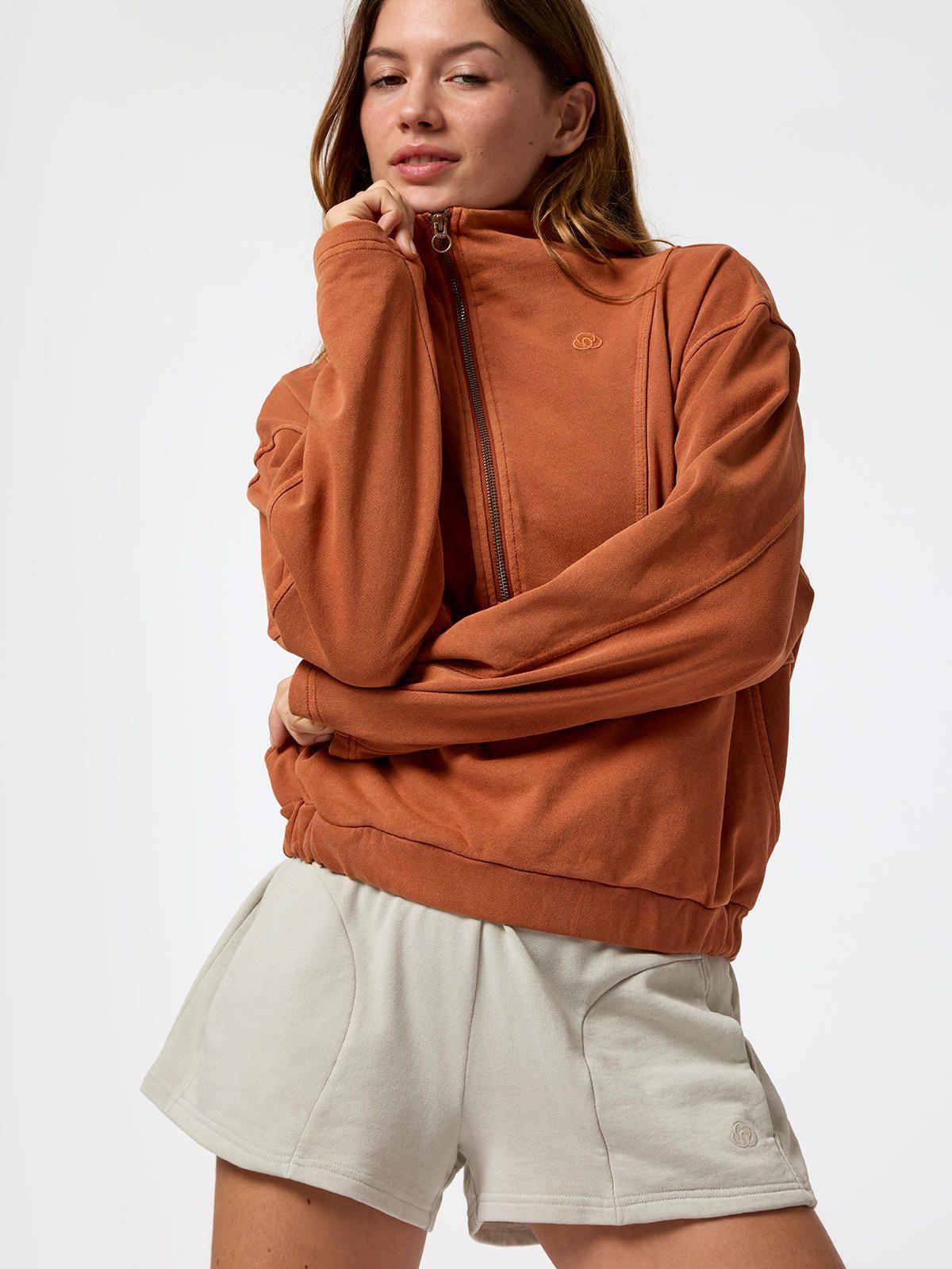 Polerón Funnel-Neck Half Zip Naranjo Mujer-4