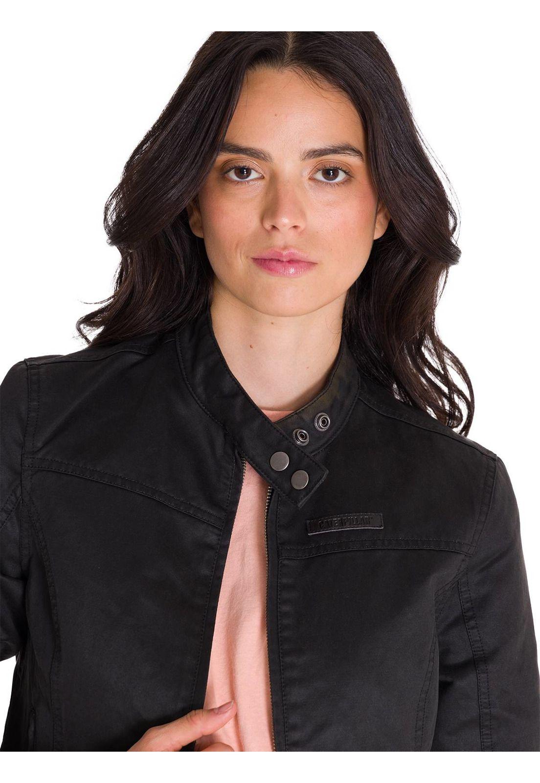 Chaqueta Casual Waxed Moto Mujer Negra-6