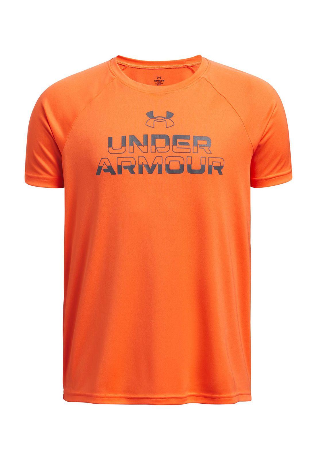 Polera Manga Corta UA Tech Niño Naranja-3